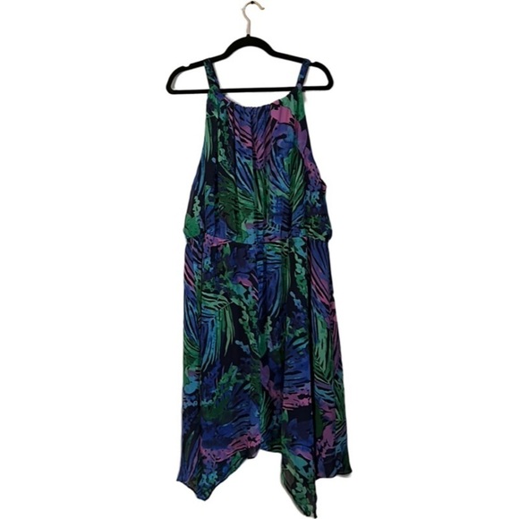 Lane Bryant Sleeveless Tropical jagged hem chiffon Dress size 22/24 - Picture 1 of 6